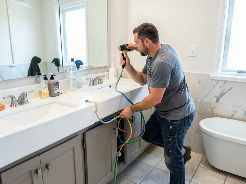 Expanding your master bath with a double vanity in